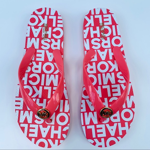 Micheal Kors Grapefruit/Gold logo Flip Flop - Picture 3 of 8